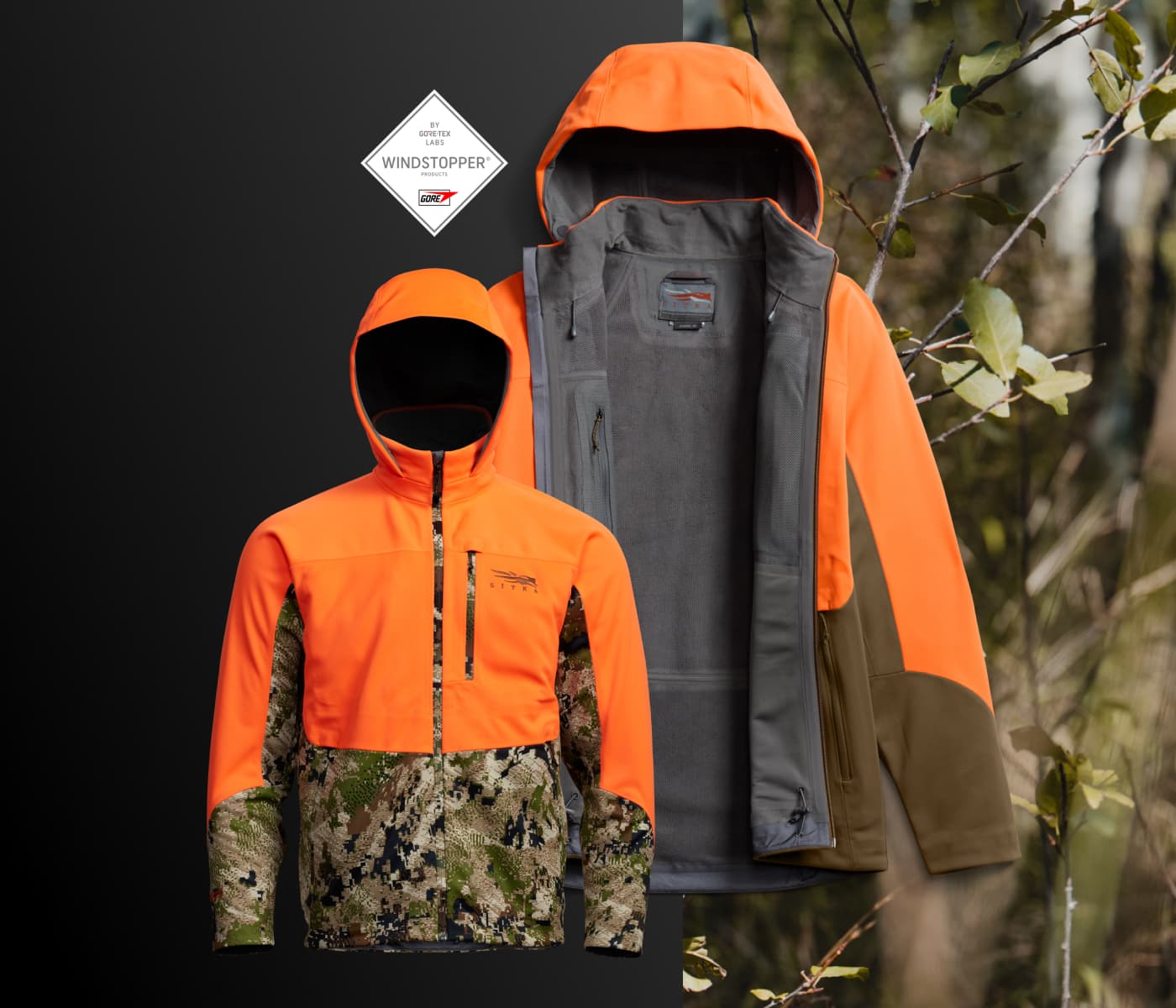 The Jetstream Jacket in Blaze Orange Subalpine and Blaze Orange Coyote | SITKA Gear